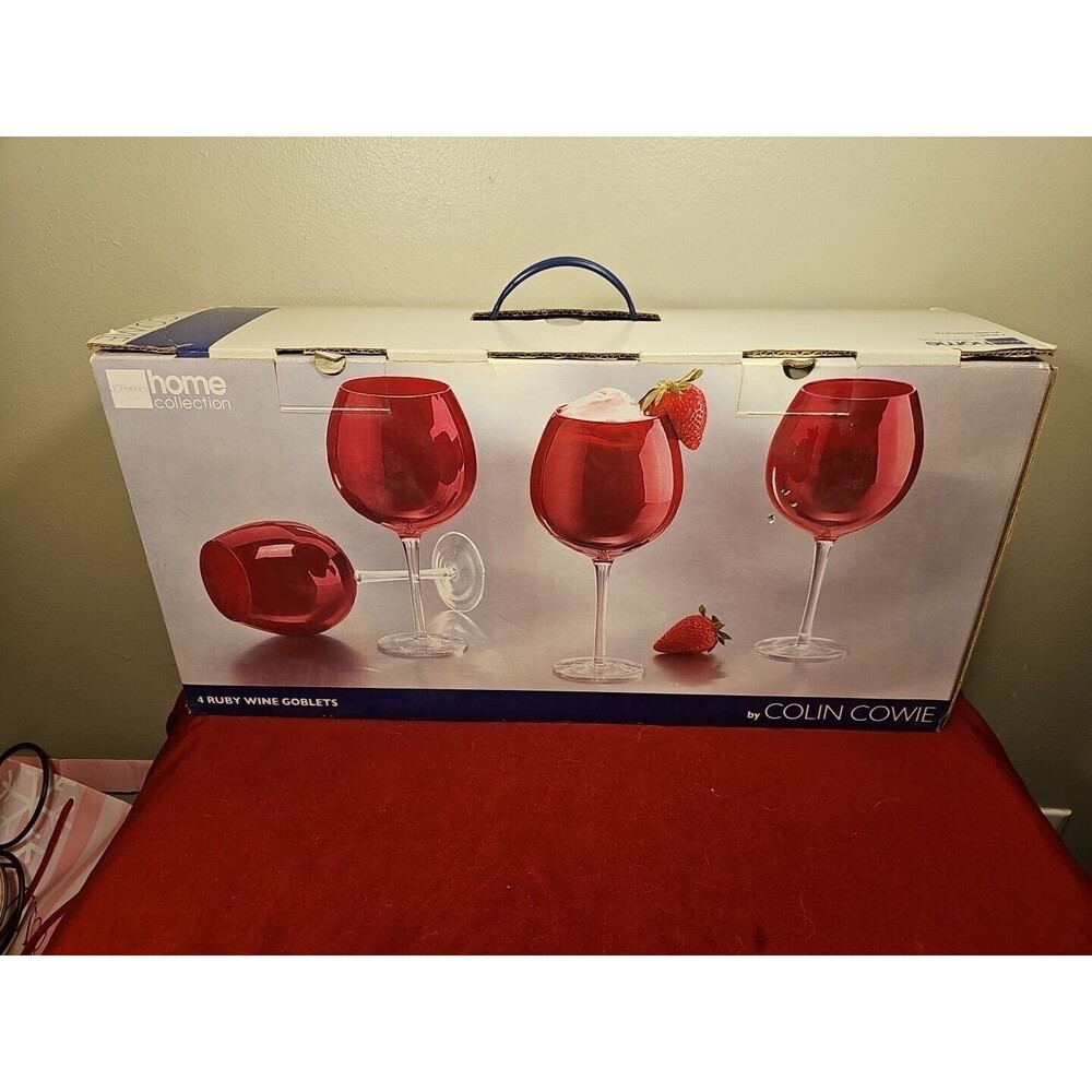 Set of 4 RUBY red WINE GOBLETS new in box